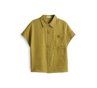 Opus Fashion Damen Kurzarmbluse Felisa – Regular aus Leinen – Tropical Moss Größe 34