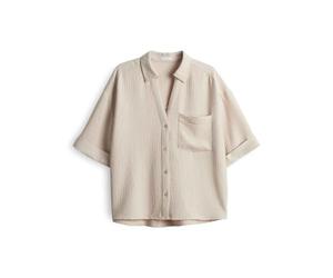 OPUS Damen Kurzarmbluse | Hemdbluse Fiora Loose im Crinkle-Look Natural Glaze, 44