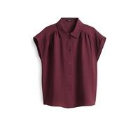 OPUS Damen Kurzarmbluse | Satinbluse FAIRI Loose mit femininen Raffungen Cassis, 34