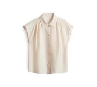 OPUS Damen Kurzarmbluse | Satinbluse FAIRI Loose mit femininen Raffungen Natural Glaze, 44