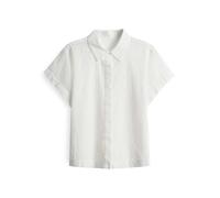 Opus Fashion Damen Kurzarmbluse Fessin – Regular mit dekorativer Lochstickerei Weiß M