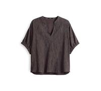 OPUS Damen Kurzarmbluse | Streifenbluse FARULA Loose mit bewegter Crash Struktur Midnight Brown, 40