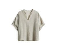 OPUS Damen Kurzarmbluse | Streifenbluse FARULA Loose mit bewegter Crash Struktur Natural Glaze, 34