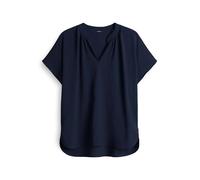 OPUS Damen Kurzarmbluse | Strukturierte Shirtbluse FASURA aus ECOVERO™ Viskose Mix Coal Blue, 36