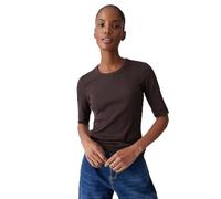 OPUS Damen Kurzarmshirt | Feines Rippshirt SUSTAFA Slim aus BCI Cotton Mix Coffee Bean, 44