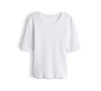 OPUS Damen Kurzarmshirt | Feines Rippshirt SUSTAFA Slim aus BCI Cotton Mix White, 44
