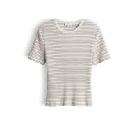 Opus T-Shirt Soleili Gestreift mit Rundhalsausschnitt Ecru Größe 36