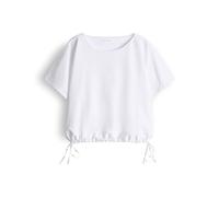 OPUS Damen Kurzarmshirt | Jerseyshirt im Materialmix aus BCI Cotton Loose Fit White, M