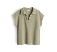 OPUS Damen Kurzarmshirt | Poloshirt in Häkeloptik Regular Fit Pale Olive, 44