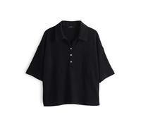 OPUS Damen Kurzarmshirt | Poloshirt SILKAS Loose in Strickoptik Black, 44