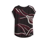 OPUS Damen Kurzarmshirt | Printshirt SOPIKA Print Regular aus fließendem Materialmix Midnight Brown, 40