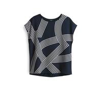 OPUS Damen Kurzarmshirt | SABETHI Print Regular Printshirt im Materialmix Coal Blue, 44