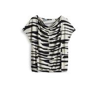 OPUS Damen Kurzarmshirt | SAPAYA Regular Printshirt aus fließender Viskose Black, 36