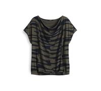OPUS Damen Kurzarmshirt | SAPAYA Regular Printshirt aus fließender Viskose Olive Leaf, 38