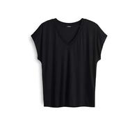 OPUS Damen Kurzarmshirt SAVILCHEN – Regular Shirt aus schimmernder Jerseyware – Black, 36