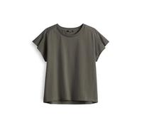 Opus Fashion Damen Kurzarmshirt Sekundi Loose Jersey mit Faltendetail Olive Größe 40