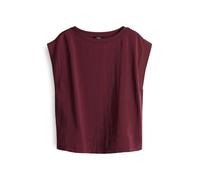 Opus Fashion Damen Kurzarmshirt Silkisi – Regular Boxy Shirt im Materialmix Cassis Größe 36