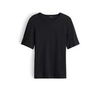 OPUS Damen Kurzarmshirt | SIMOKU Slim Basicshirt aus BCI Baumwolle Black, 42