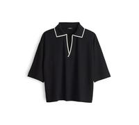 Opus - Loose Poloshirt im College Stil - Soffice schwarz - Gr. - 38