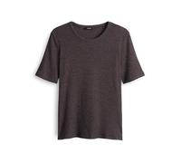 OPUS Damen Kurzarmshirt | SULCHEN Slim Shirt aus melangiertem Rippjersey Midnight Brown, 42