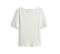 OPUS Damen Kurzarmshirt | Weiches Rippshirt aus Baumwoll Mix Slim Fit Milk, 42