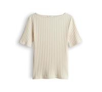 OPUS Damen Kurzarmshirt | Weiches Rippshirt aus Baumwoll Mix Slim Fit Natural Glaze, 44