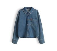 OPUS Damen Langarmbluse | Falentine Weiches Jeanshemd mit Herzstickerei Regular Fit mid Joyful Blue, 44