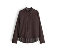 OPUS Damen Langarmbluse | Favia Hemdbluse aus Baumwoll Popelin Regular Fit Coffee Bean, 42