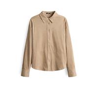 OPUS Damen Langarmbluse | FELOUR Regular Hemdbluse in Wildlederoptik Macadamia, 36