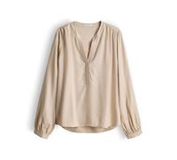 OPUS Damen Langarmbluse | FLANORA Loose Feminine Tunikabluse in Twilloptik Soft Oat, 36