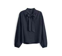 OPUS Damen Langarmbluse | FOMANTICA Regular Schluppenbluse in Crinklestruktur Coal Blue, 38