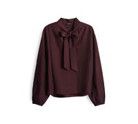 OPUS Damen Langarmbluse | FOMANTICA Regular Schluppenbluse in Crinklestruktur Dark Grape, 42