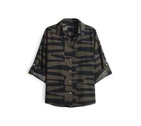 OPUS Damen Langarmbluse | FUMANI Jungle Loose Printbluse aus Cotton Voile Olive Leaf, 44