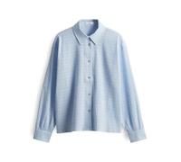 OPUS Damen Langarmbluse | Hemdbluse Finnea Loose aus Leichter Seersucker-Ware Oxford Blue, 34