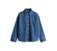 OPUS Damen Langarmbluse | Jeansbluse FELYN Loose aus softem BCI Cotton mid Coastal Blue, 40