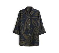 OPUS Damen Langarmbluse | Zweifarbige Printbluse FUMINE Tropical aus luftiger Baumwolle Coal Blue, 40