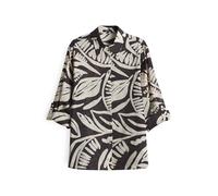 OPUS Damen-Langarmbluse FUMINE Tropical zweifarbig Print, luftige Baumwolle Midnight Brown Größe 36
