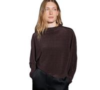 OPUS Damen Langarmshirt | SAGLANZ Loose Geripptes Jerseyshirt mit Glanz Effekt Dark Grape, 42