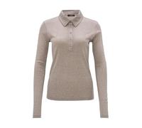 OPUS Damen Langarmshirt | SAPIPPA Slim Poloshirt aus schimmerndem Rippjersey warm Taupe, 38
