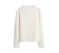 OPUS Damen Langarmshirt | SIRKEN Slim strukturiertes Longsleeve mit Kurbelkanten Milk, 36