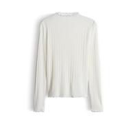 OPUS Damen Langarmshirt | SIVI Slim semitransparentes Longsleeve mit Rippstruktur Milk, 38