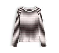 Opus Damen Langarmshirt SORKA Slim Longsleeve geringelter Rippjersey Coffee Bean Gr. 36