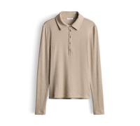 OPUS Damen Langarmshirt | SULONA Slim Poloshirt mit Rippenstruktur Salted Caramel, 36