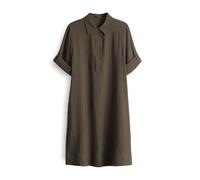 OPUS Damen Minikleid | Hemdblusenkleid WOMARA A-Linie mit feiner Rippstruktur Olive Leaf, 36