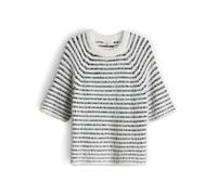 OPUS Damen Pullover | PAIRY Regular Flauschiger Kurzarmstricker mit Streifenmuster Milk, 42