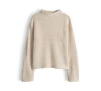 Opus Fashion Damen Pullover Priefe - luftiger Strickpullover, 3D-Optik, Regular Fit, Soft Oat, Gr. 40