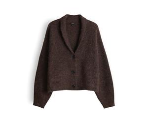 OPUS Damen Strickjacke | DUSENA Boxy Strickcardigan mit Schalkragen Coffee Bean, L