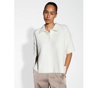 Opus Fashion Damen Sweatshirt GELUDI Loose Poloshirt aus flauschigem Effektgarn Milk 38