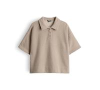 Opus Fashion Sweat-Poloshirt Damen GELUDI Loose flauschiges Effektgarn warm Taupe, 36