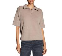 OPUS Damen Sweatshirt | GELUDI Loose Poloshirt aus flauschigem Effektgarn warm Taupe, 38